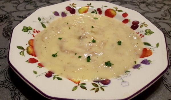 Бяла каша с бяло пилешко месо