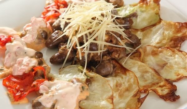 Бирени пилешки сърца на тиган