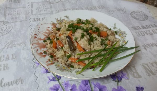 Бланширан ориз с пиле и зеленчуци по китайски