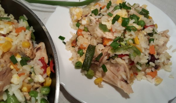 Бланширан Ориз с Пилешко