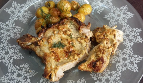 Бързи свински котлети с горчица