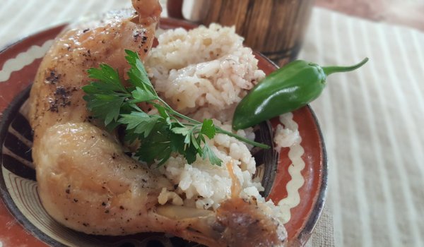 Бързо сготвен ориз с пиле