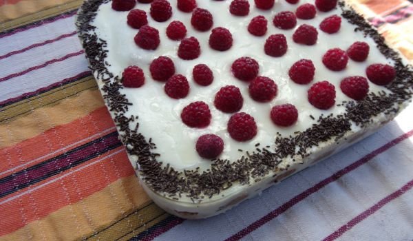 Чийзкейк с маскарпоне и малини
