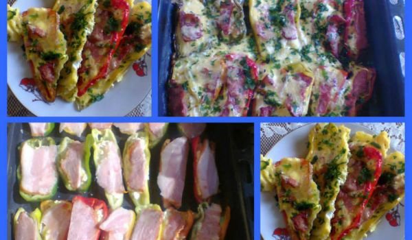 Чушки лодки със сирене и бекон