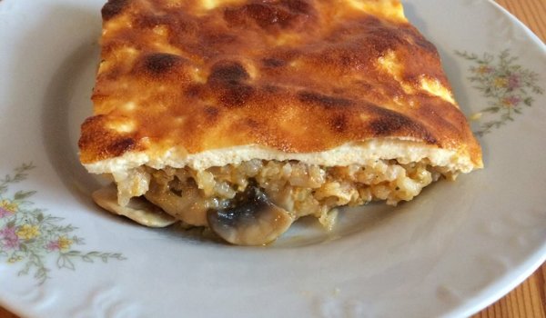 Дроб сарма с ориз, гъби и заливка