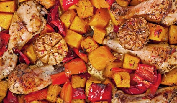 Есенно пиле с тиква и чушки