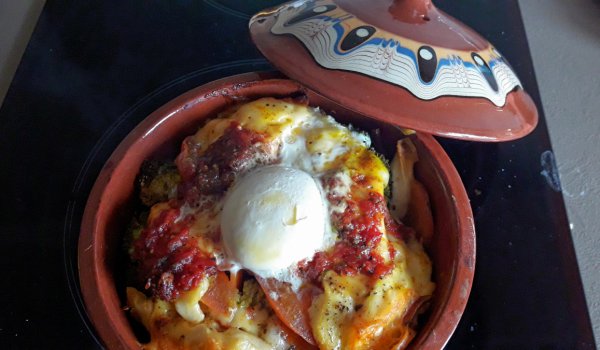 Гювечета с броколи и домат