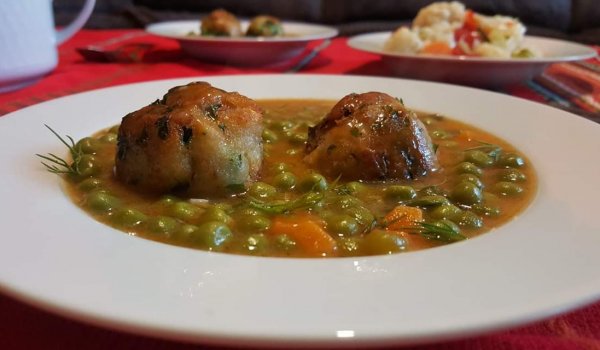 Грах с топки от хляб