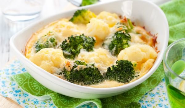Гратин с броколи и карфиол