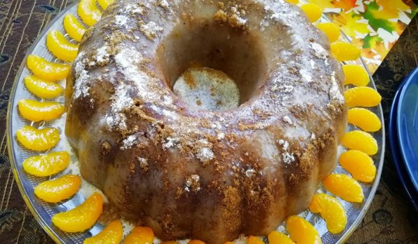 Грис халва с ананас, мандарини и орехи