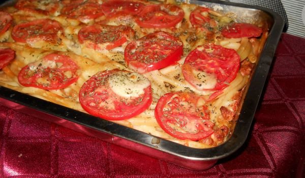 Гръцки спагети с кайма и Моцарела