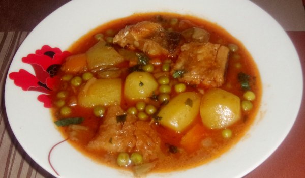 Хек с картофи и грах
