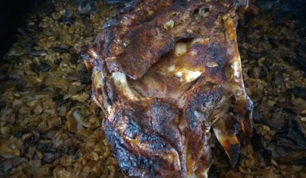 Ярешки ребра с гъби и праз