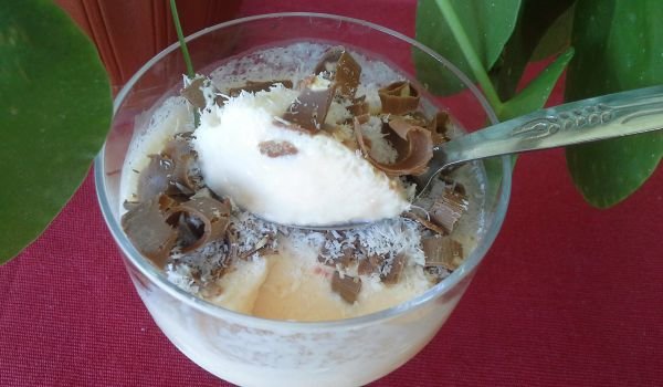 Желиран крем с пъпеш, шоколад и кокос