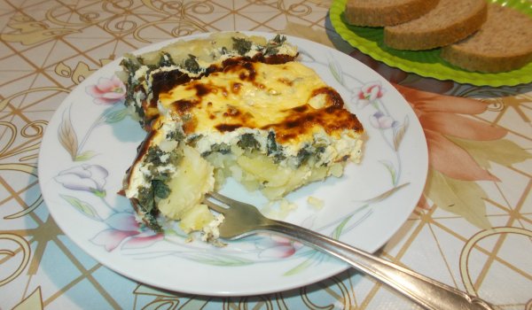 Картофена запеканка със сирене и спанак