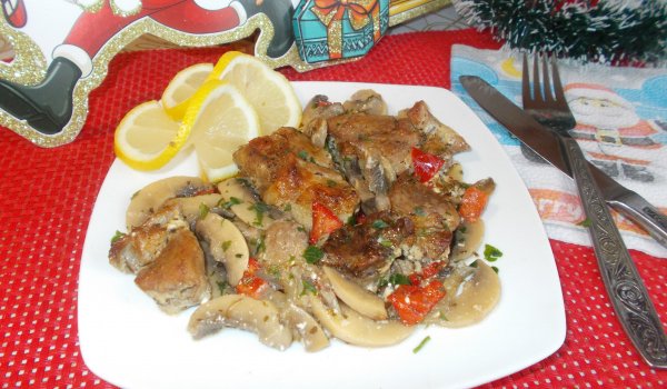 Коледно печено свинско с гъби