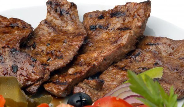 Крехък телешки дроб на грил тиган