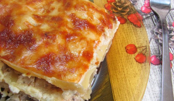Лазаня с гъби и сметанов сос