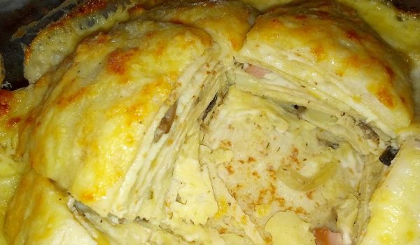 Лазаня с палачинки и гъби