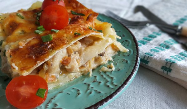 Лазаня с Пилешко, Гъби и Сирена