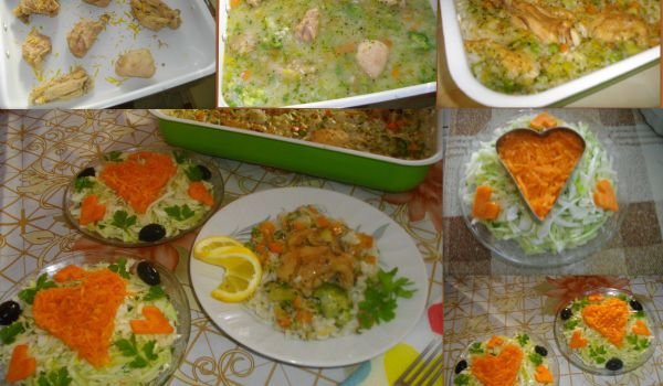 Лимонено пиле с ориз и зеленчуци