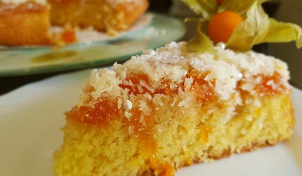 Маслен сладкиш с кокос и сладко от праскови
