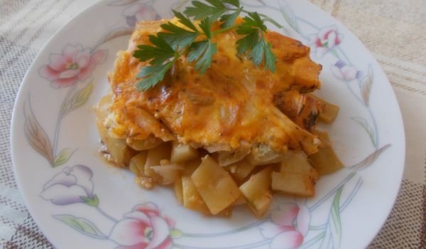 Мусака от картофи със зелен фасул
