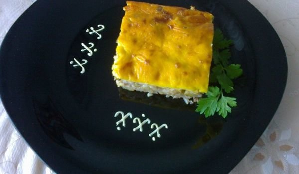 Мусака от тиквички, кайма и ориз