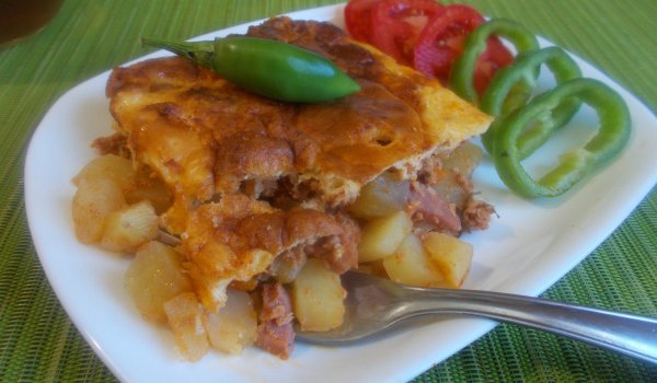 Мусака с кайма и пушено свинско месо