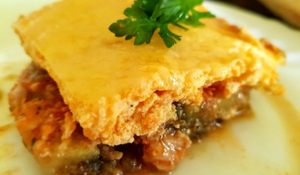 Мусака с патладжани и пиле