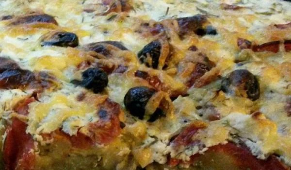 Ориенталско ястие с тиквички, патладжани и маслини