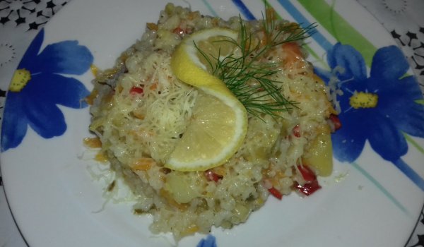 Ориз с моркови и брюкселско зеле на пара