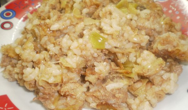 Ориз с праз и късчета кайма