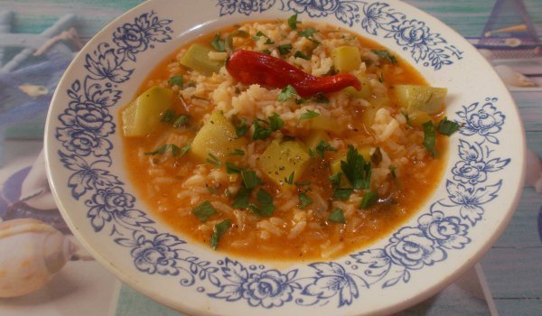 Ориз с тиквички и чорбаджийски чушки