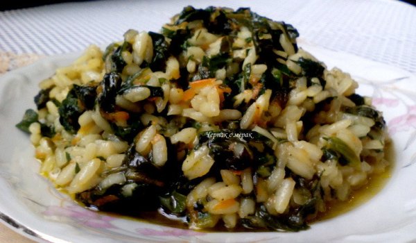 Ориз със спанак и лапад на тиган