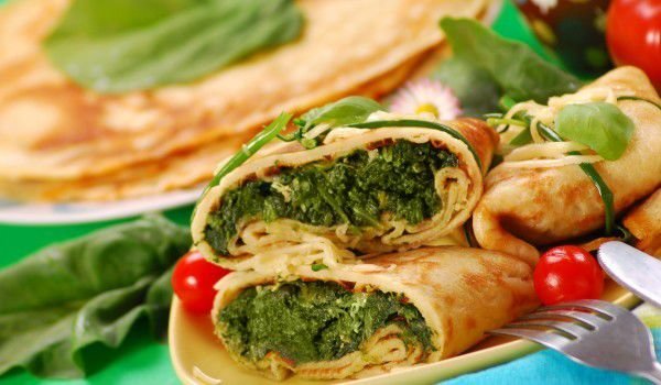 Палачинки с плънка от спанак