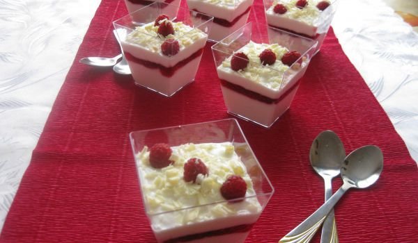 Панакота с малини и бял шоколад