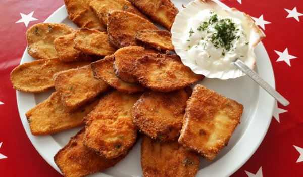 Паниран патладжан с горчица