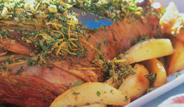 Печено агнешко бутче с лимонова гремолата