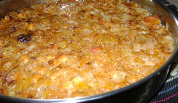 Печено постно зеле с нахут