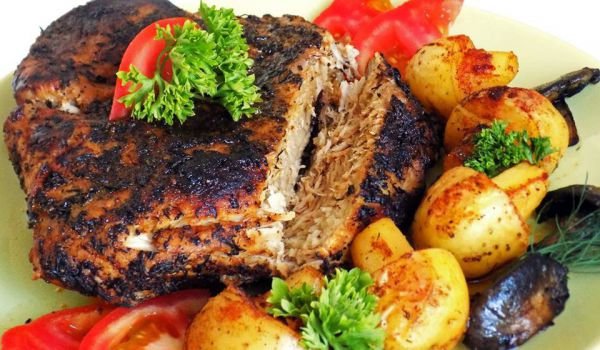 Печено свинско с картофени гъбки