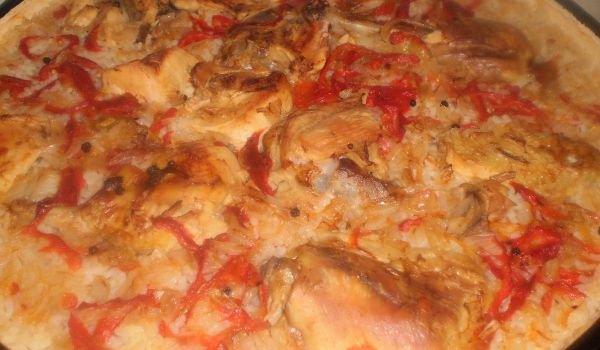 Пияно пиле с ориз на фурна