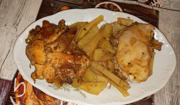 Пиле с картофи и горчица