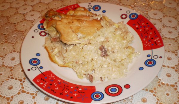 Пиле с ориз и заливка