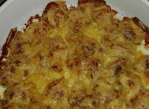 Пилешки късчета с кашкавал