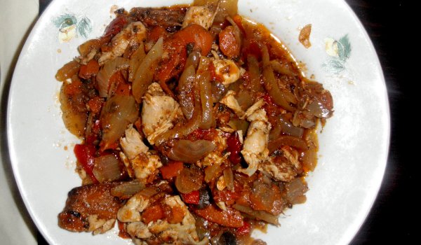 Пилешко със зеленчуци в микровълнова