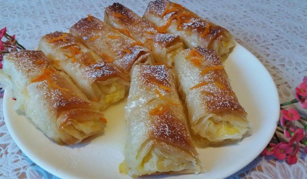 Портокалово галактобуреко на рулца