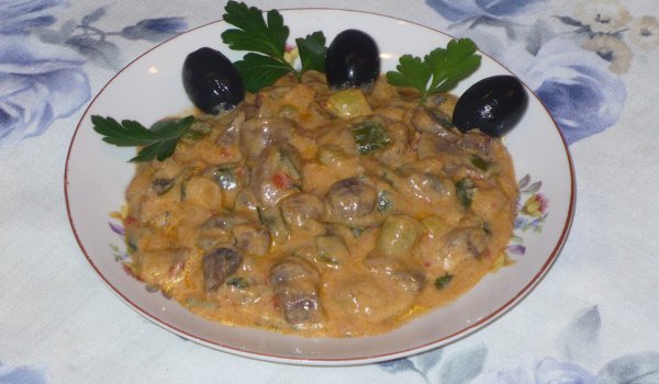 Пресни гъби с лук и магданоз