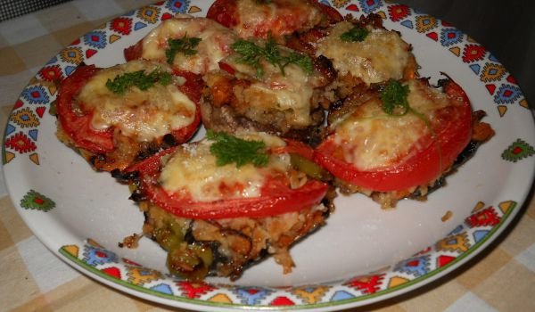 Пълнени гъби с ориз и зеленчуци