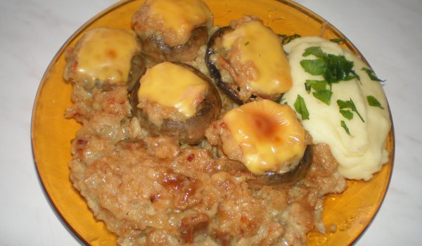 Пълнени гъби с овесени ядки